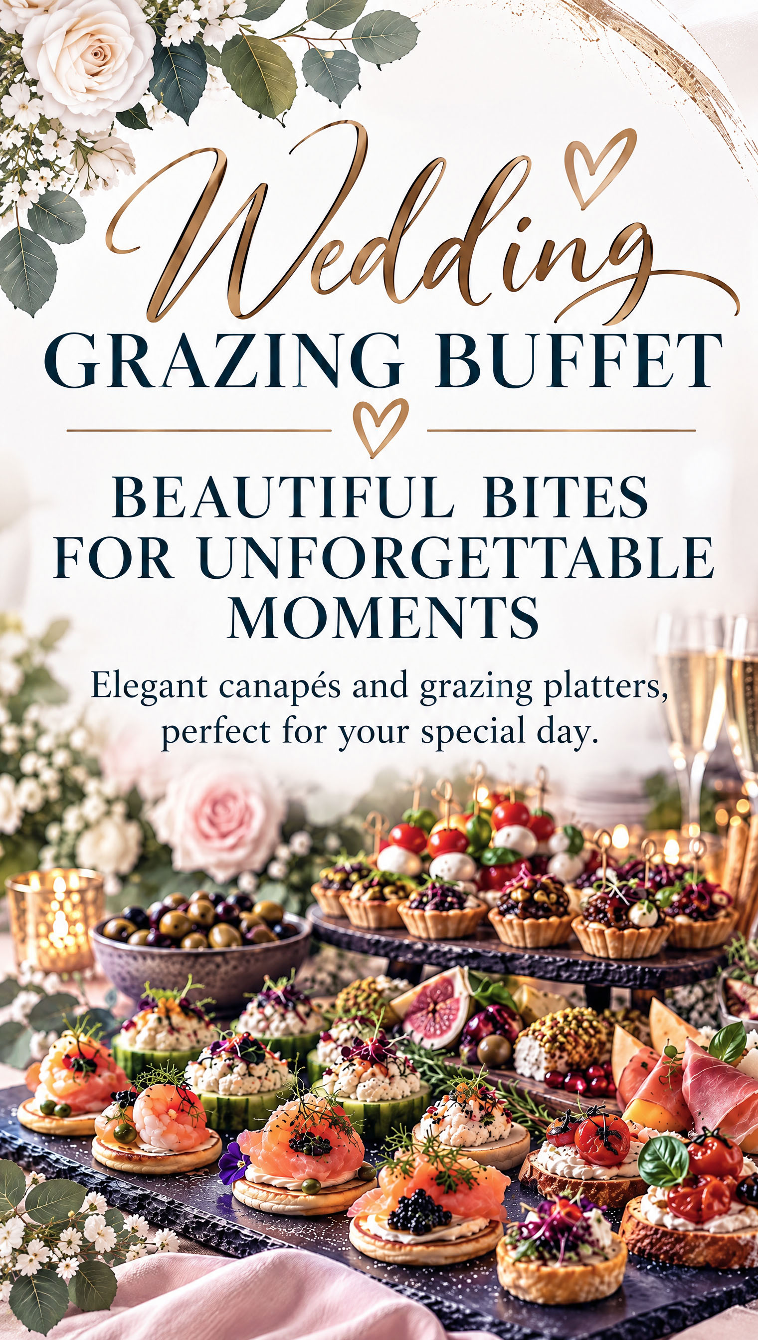 Wedding grazing buffet, beautiful bites for unforgettable moments