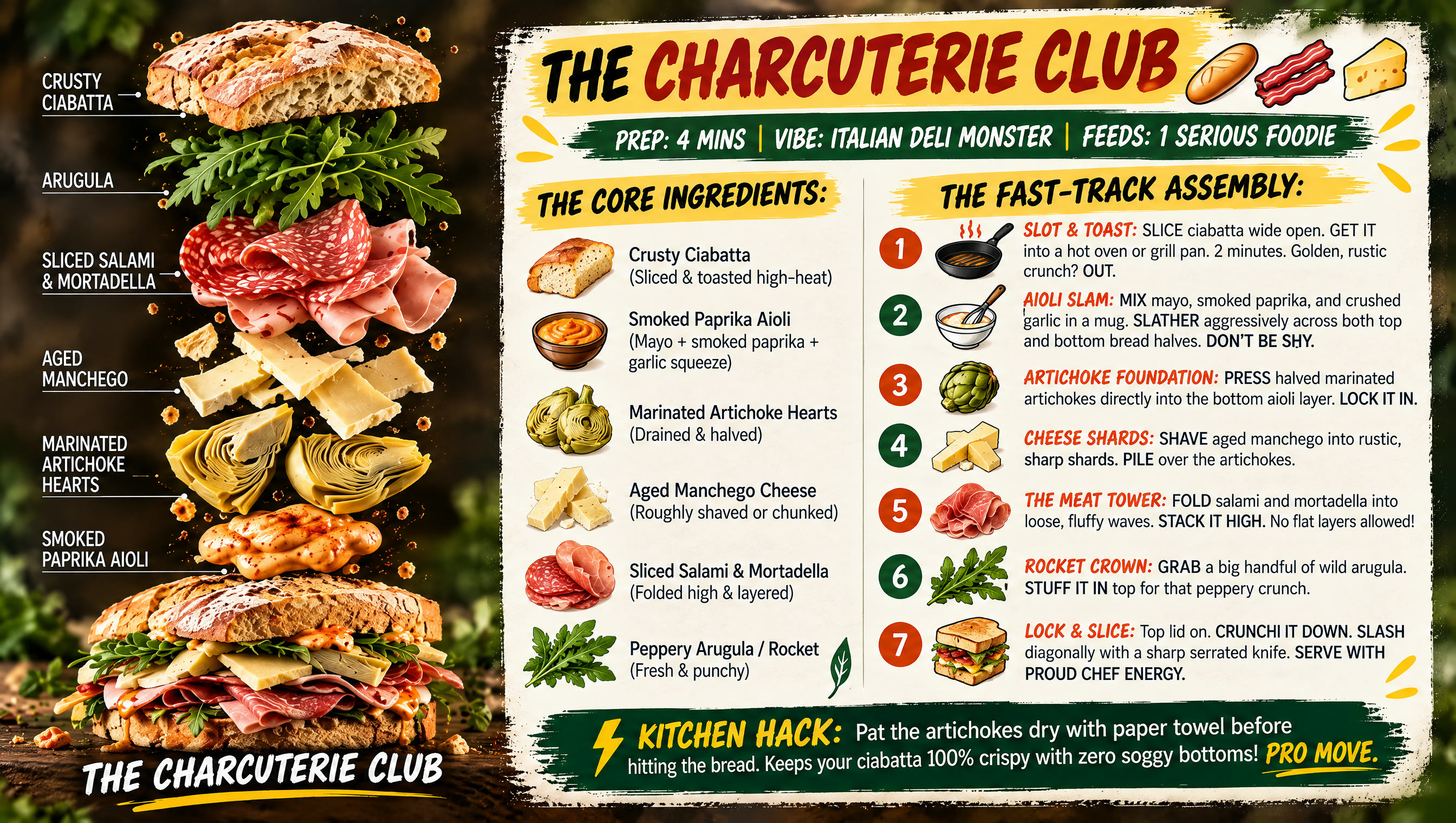 The charcuterie club recipe card